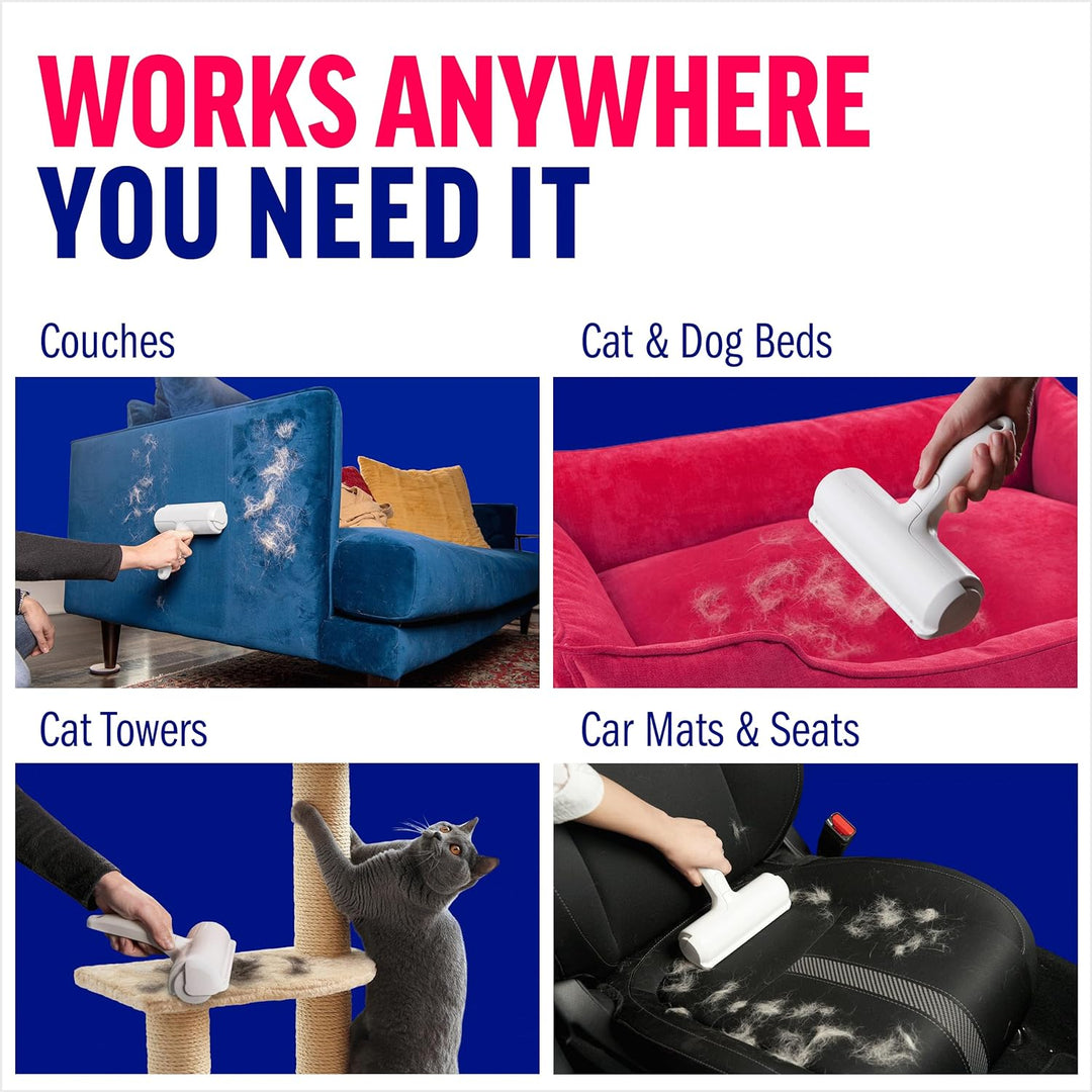 Reusable Pet Hair Roller with Built-In Collection Chamber