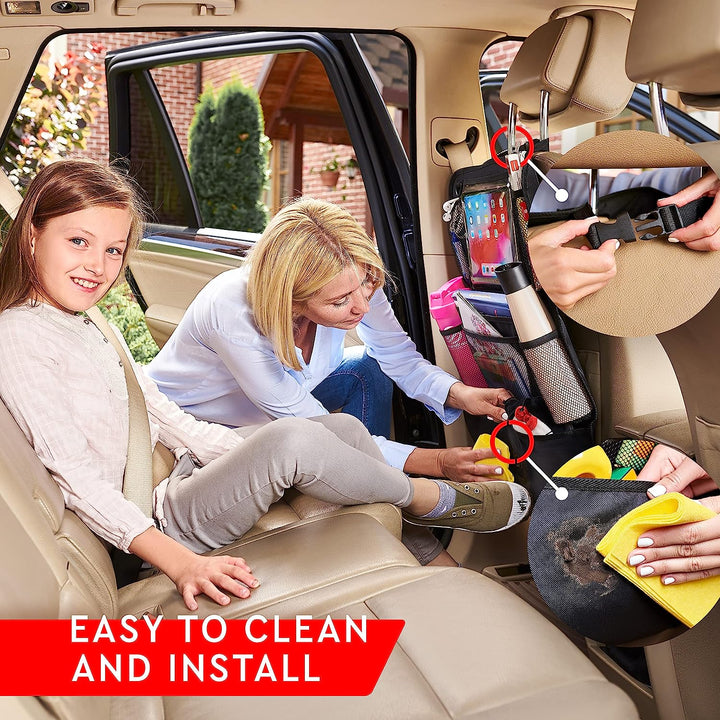 Car Backseat Organizer 2-Pack with Tablet Holder and 9 Pockets