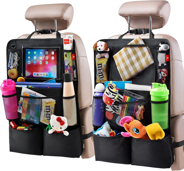 Car Backseat Organizer 2-Pack with Tablet Holder and 9 Pockets