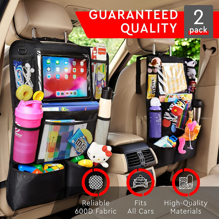 Car Backseat Organizer 2-Pack with Tablet Holder and 9 Pockets
