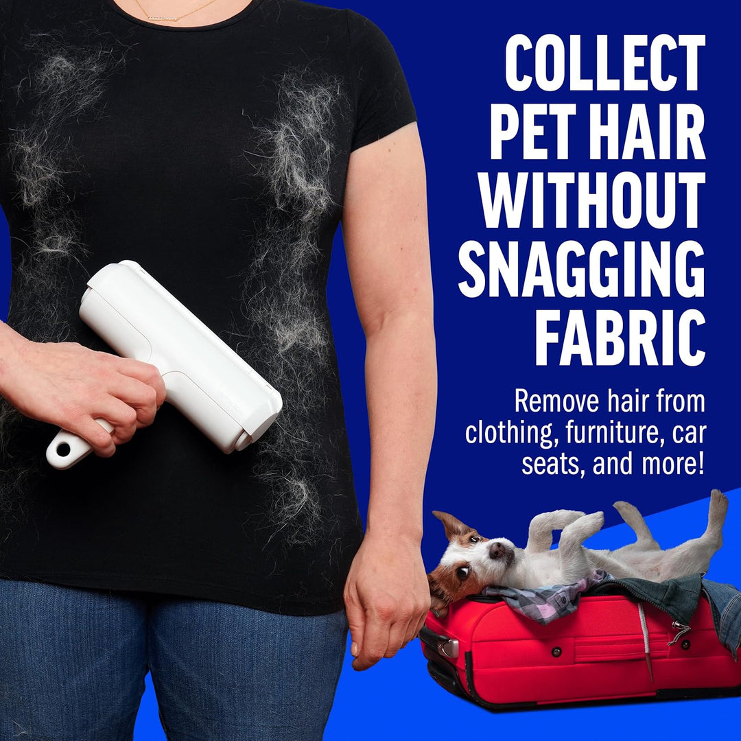 Reusable Pet Hair Roller with Built-In Collection Chamber