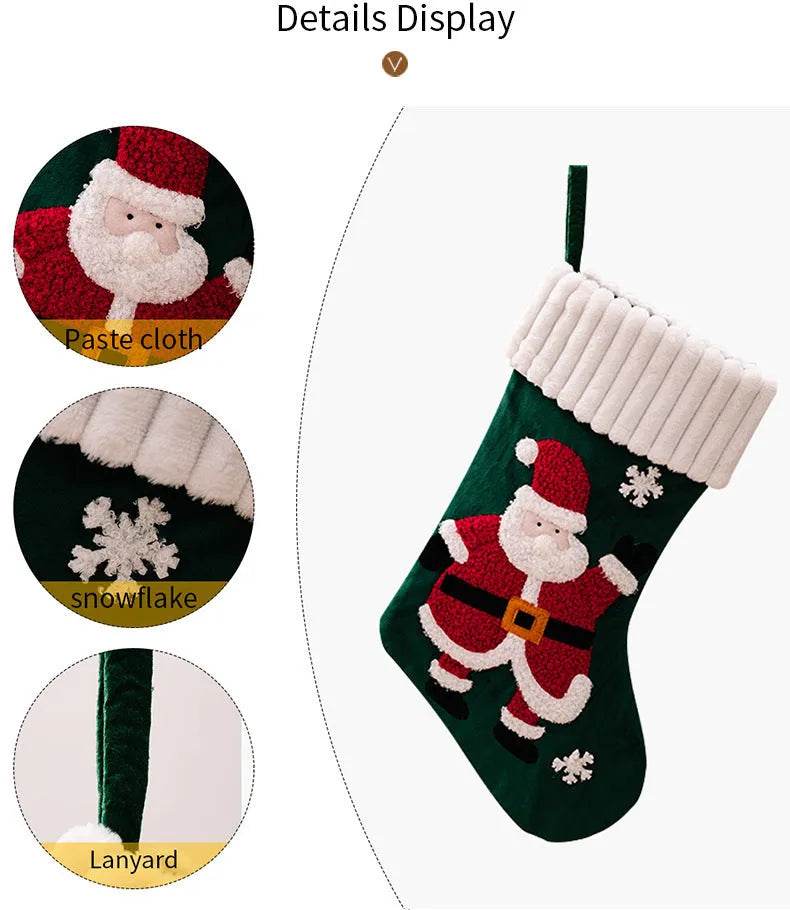 Gold Velvet Patch Christmas Stocking Ornament