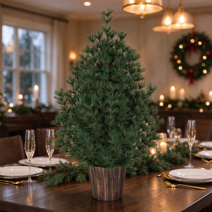 Hendrano 3 ft Potted Christmas Tree in a Vintage Gold Pot, Unlit