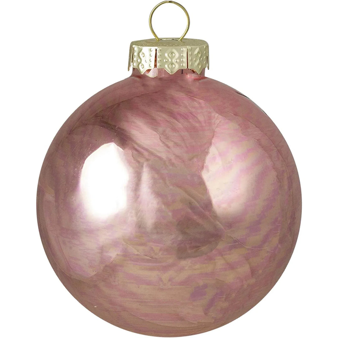 Pink shiny and matte glass ball ornaments