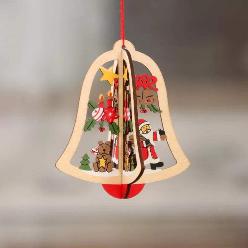 Laser-Cut 3D Wooden Christmas Ornaments – Star, Bell &amp; Bear