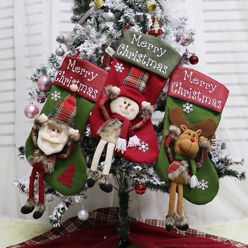 Large Christmas Stocking Tree Ornament in Three Designs