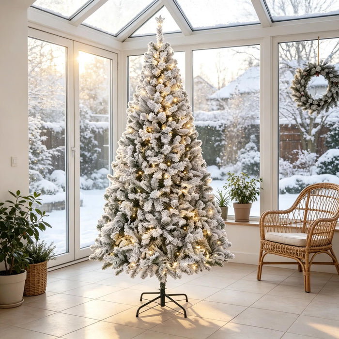 Hendrano 6 ft Flocked Fraser Fir Christmas Tree with 220 Lights