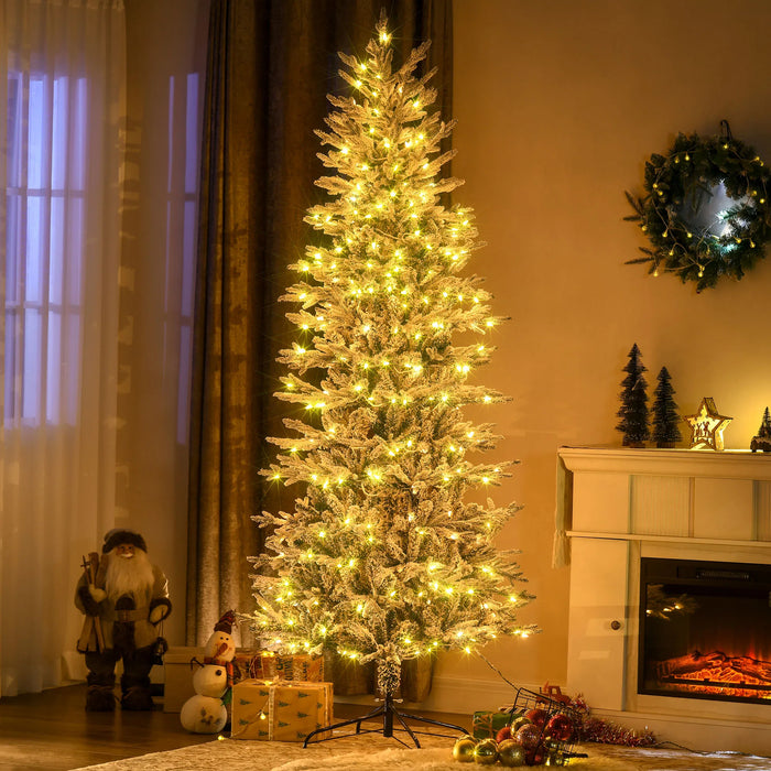 Hendrano 7.5 ft Flocked Christmas Tree with 350 Clear Warm Lights