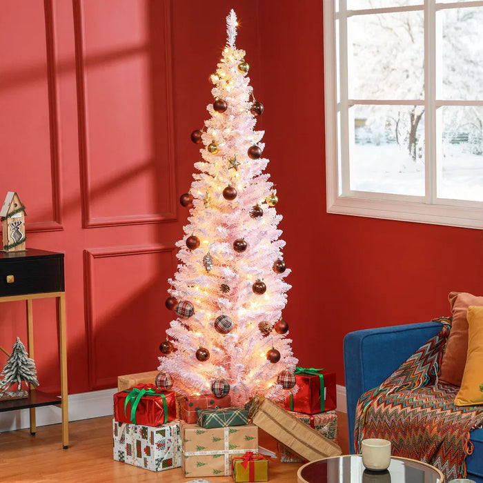 Hendrano 6 ft Pink Pencil Christmas Tree with 170 Steady LEDs