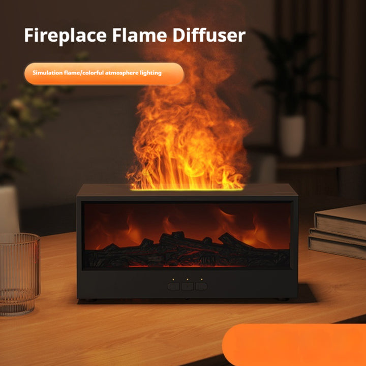 3D Fireplace Flame Aroma Diffuser with Remote and Oil Options