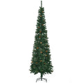 Slim pencil Christmas tree with pine cones