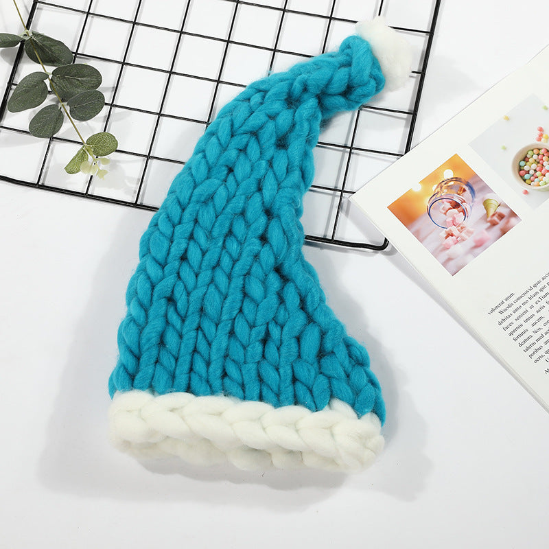 Red chunky knit Santa hat with pompom