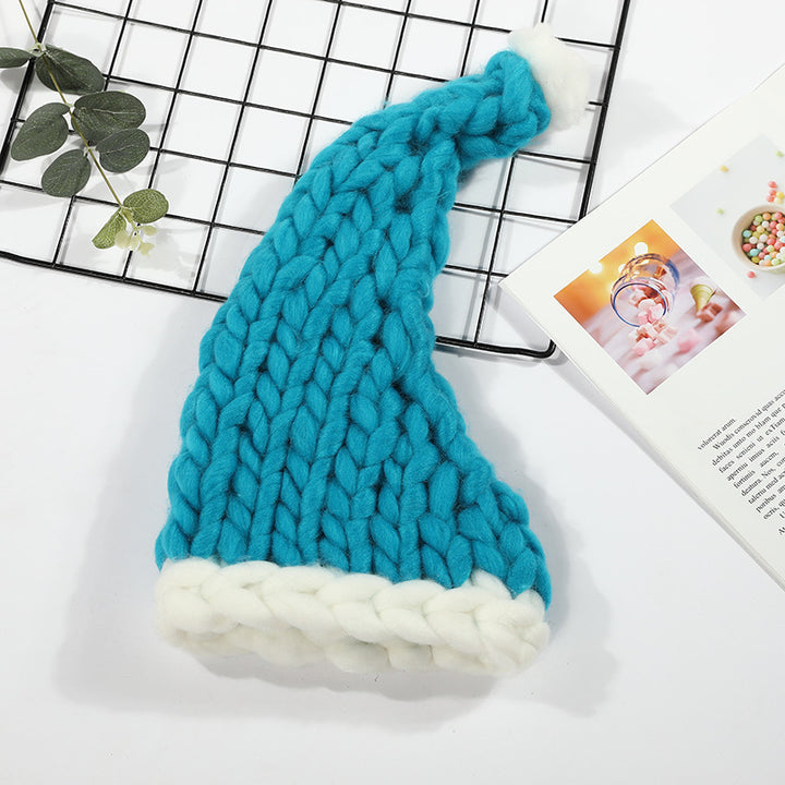 Red chunky knit Santa hat with pompom