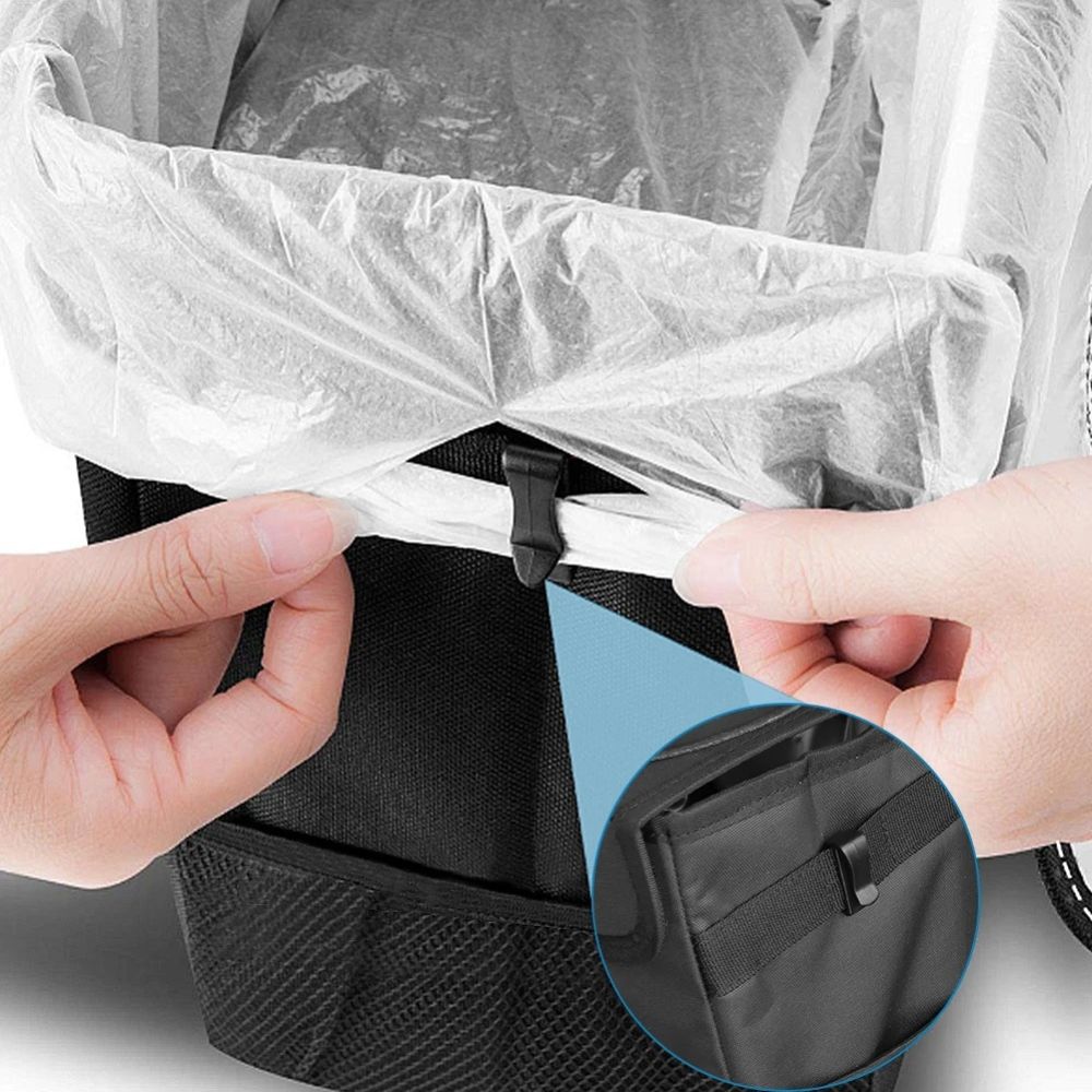 Hendrano™ Hanging Waterproof Car Trash Can with Lid and Storage Pockets