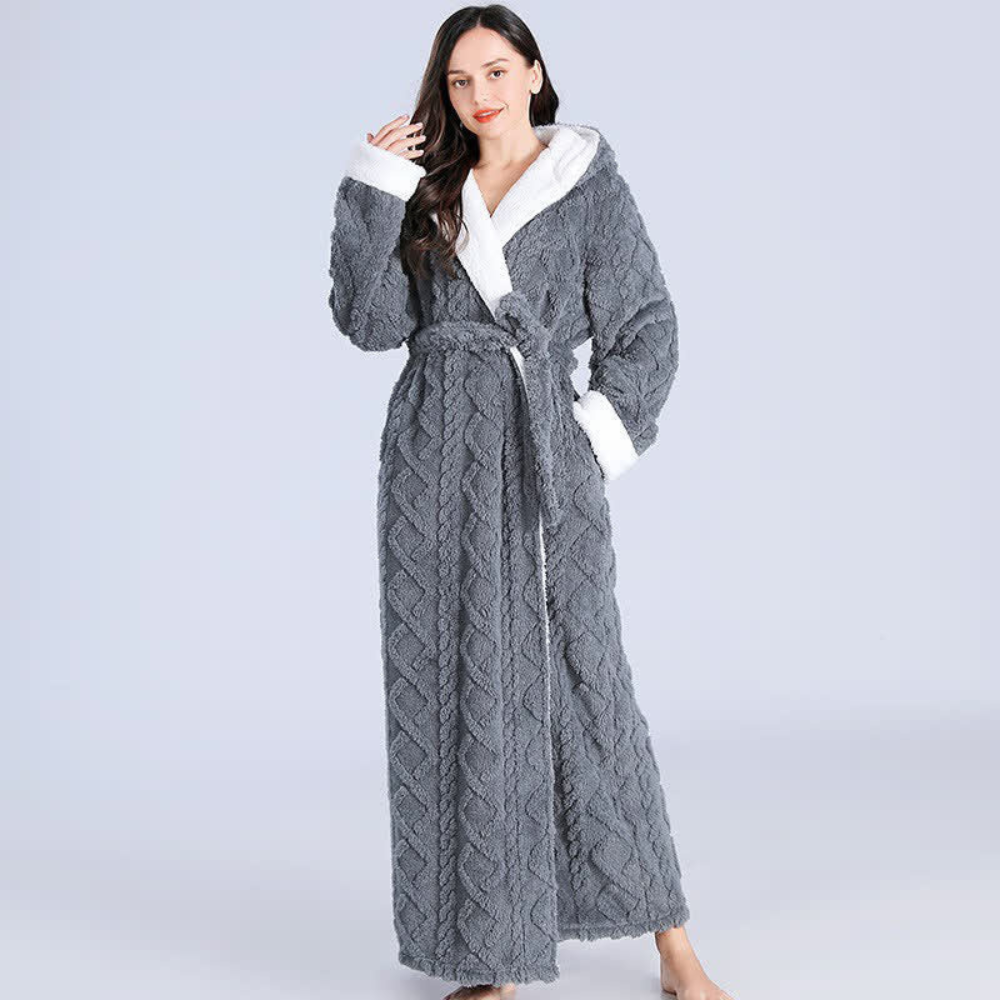 Hendrano™ Long Plush Hooded Robe with Two Large Front Pockets