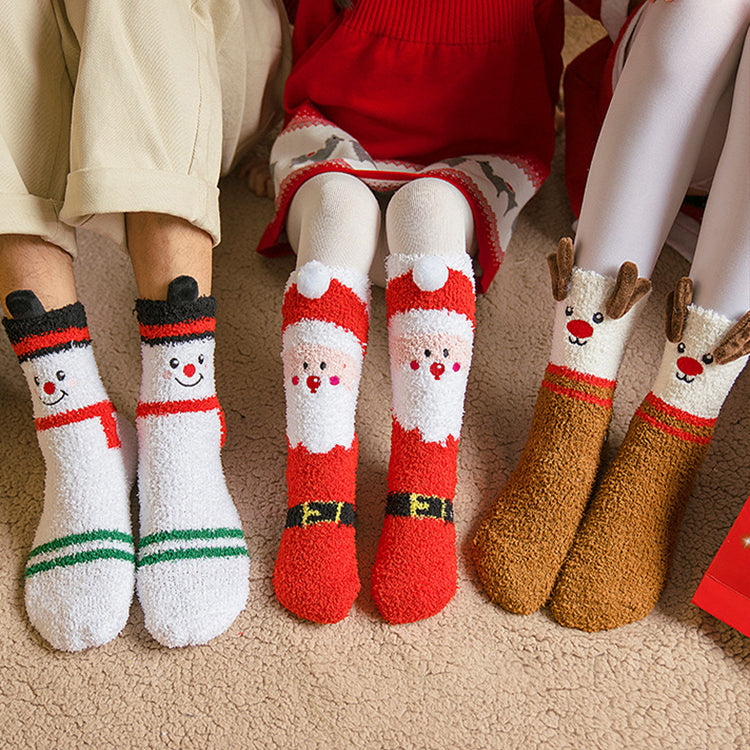 Kids fluffy Christmas reindeer socks