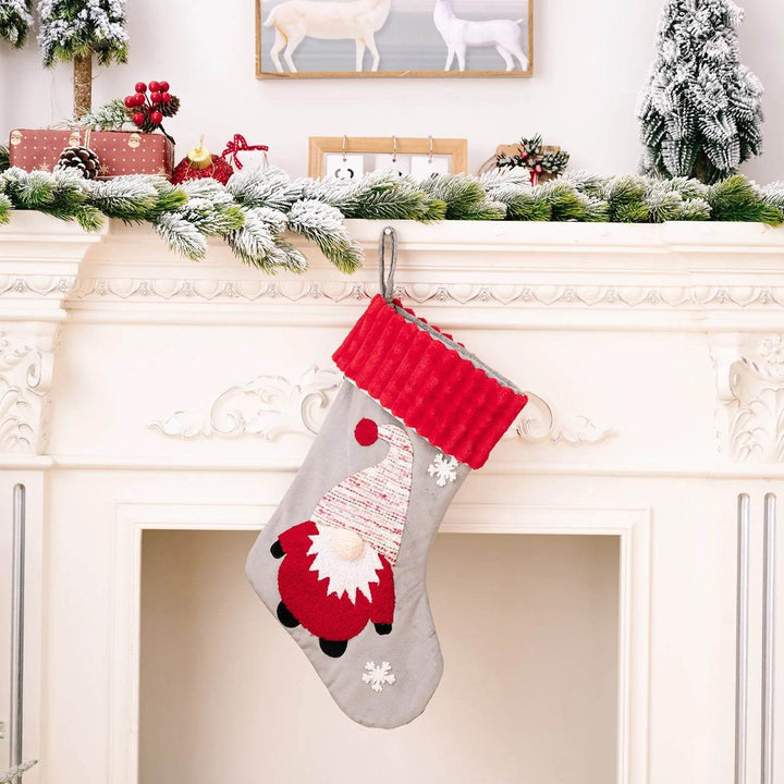 Gold Velvet Patch Christmas Stocking Ornament
