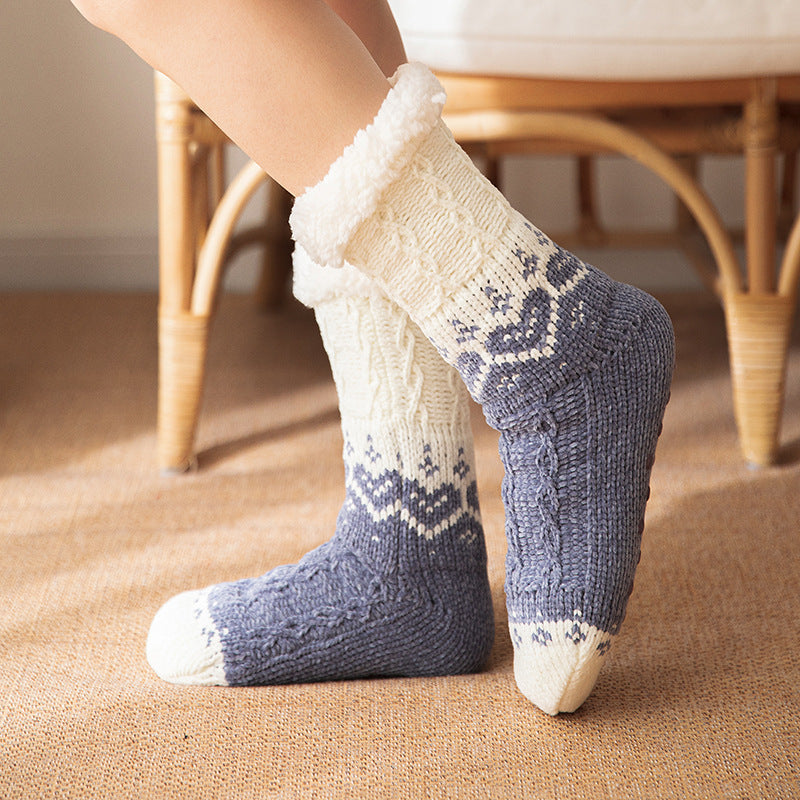 Pink heart knit house socks