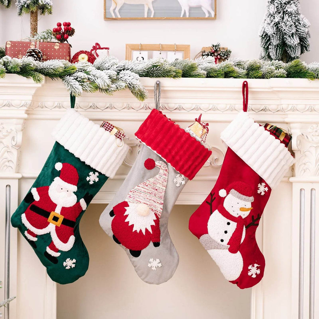 Gold Velvet Patch Christmas Stocking Ornament