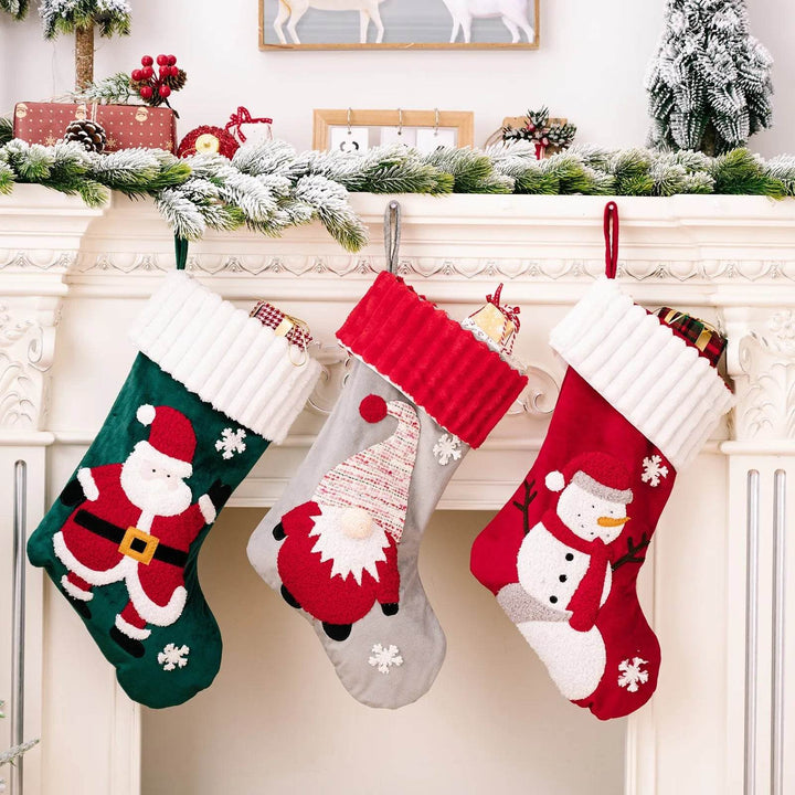 Gold Velvet Patch Christmas Stocking Ornament