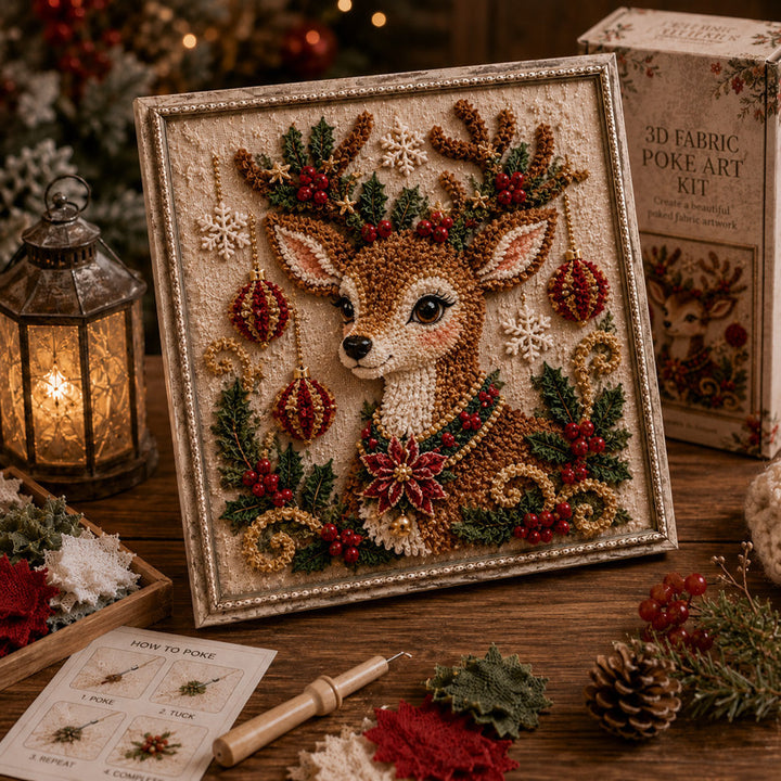 3D fabric poke art Christmas cardinal in frame