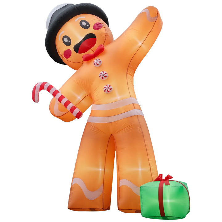 Giant inflatable gingerbread man with gift box
