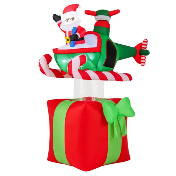 Hendrano 6 ft Inflatable Santa in Helicopter with Spinning Propeller