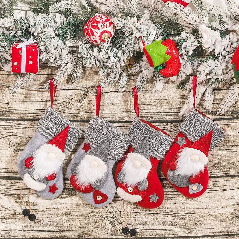 Mini Plush Christmas Stocking Hanging Ornament