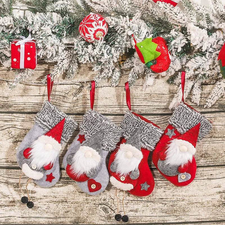 Mini Plush Christmas Stocking Hanging Ornament