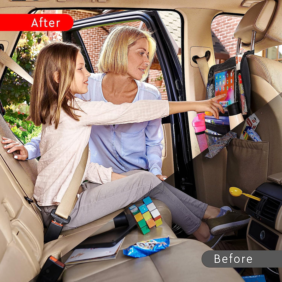 Car Backseat Organizer 2-Pack with Tablet Holder and 9 Pockets