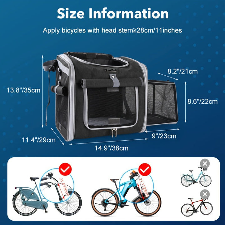 Expandable Front Bike Basket for Small Dogs and Cats