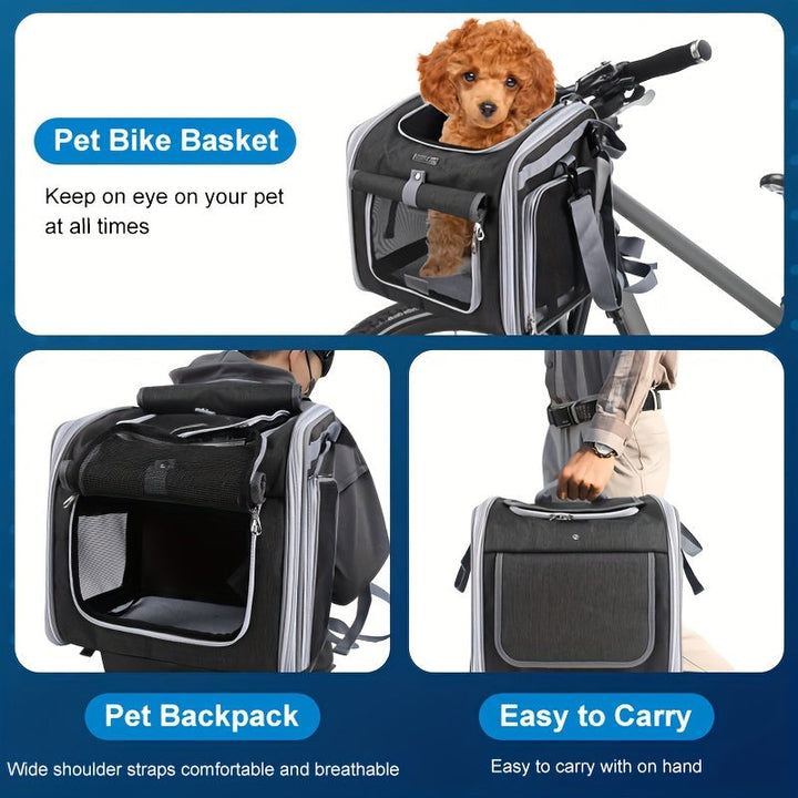 Expandable Front Bike Basket for Small Dogs and Cats