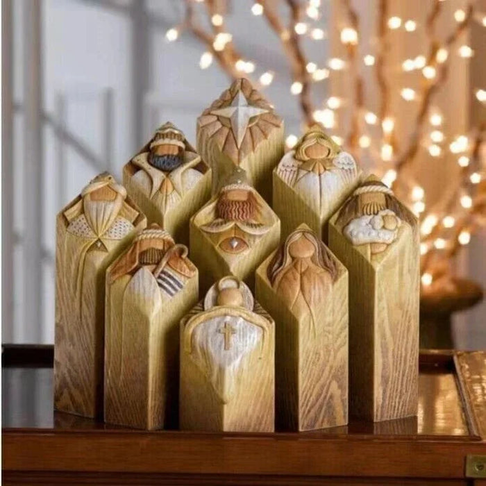 Hendrano™ 9-Piece Nativity Scene Column Statues for Indoor or Outdoor Use