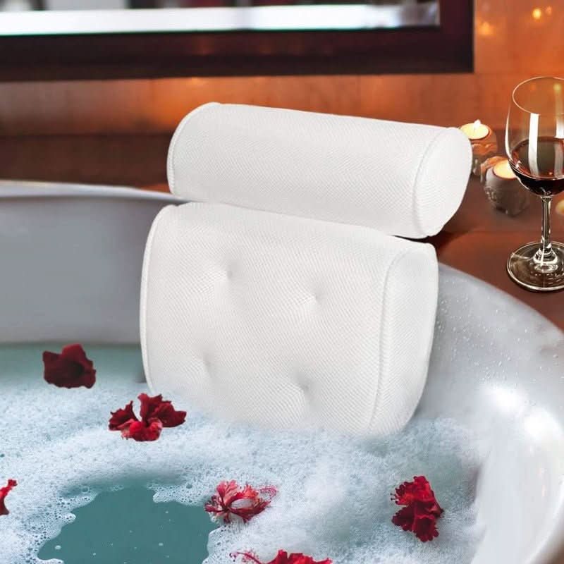 Ergonomic Bath Pillow with Suction Cups for Neck and Head