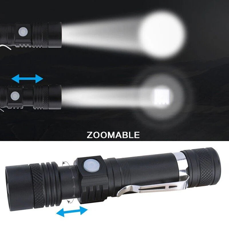 Hendrano™ Super Bright Rechargeable LED Flashlight with Zoom and 4 Modes