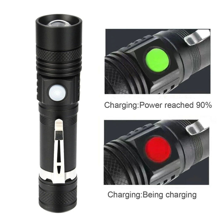 Hendrano™ Super Bright Rechargeable LED Flashlight with Zoom and 4 Modes