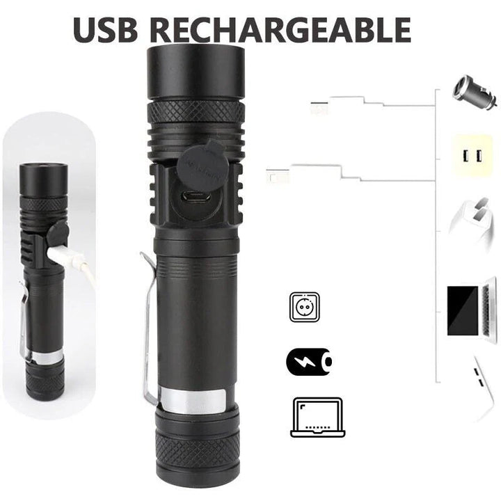 Hendrano™ Super Bright Rechargeable LED Flashlight with Zoom and 4 Modes