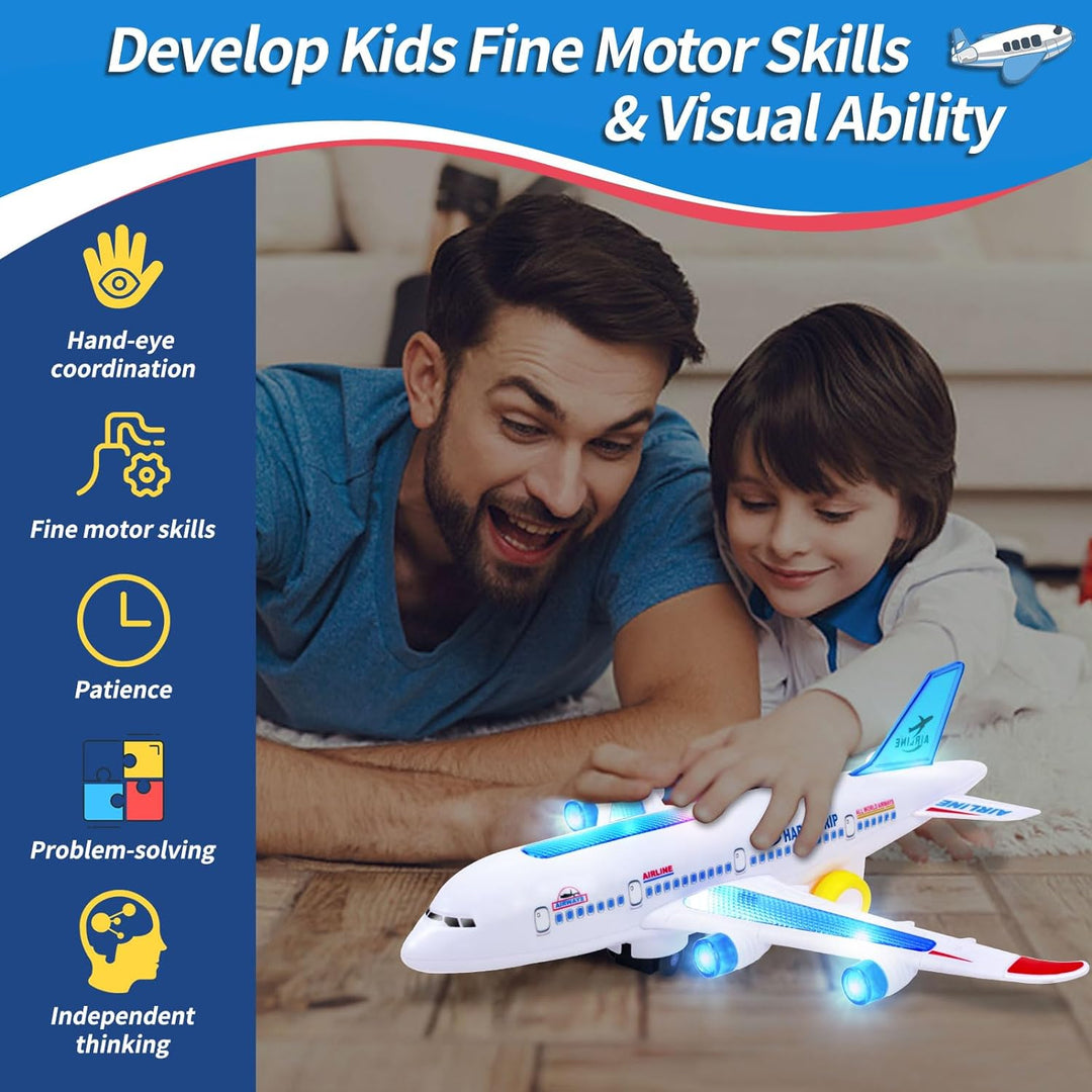 Electric Toy Airplane with Lights, Sounds and Bump-and-Go Action