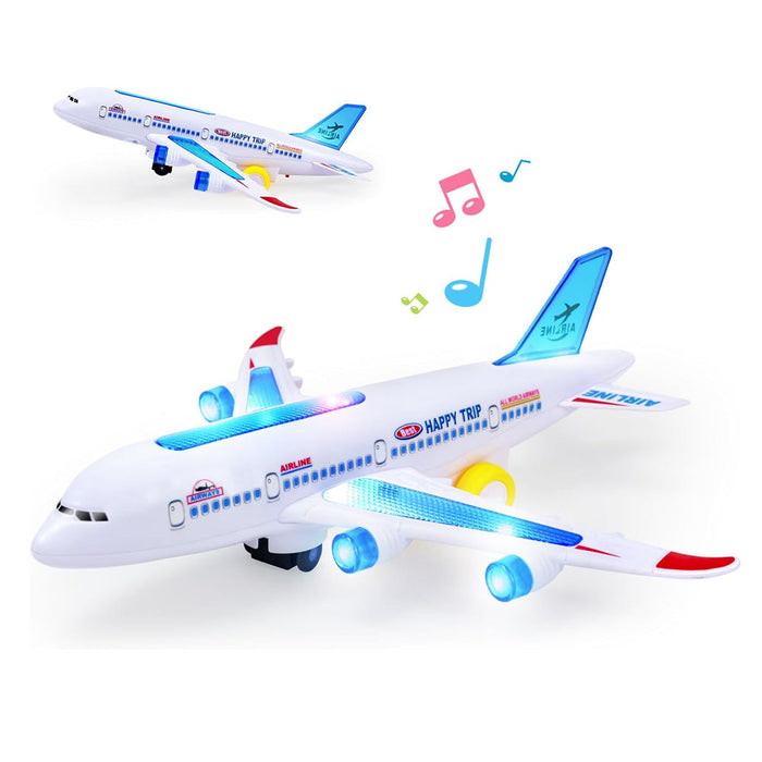 Hendrano™ Electric Toy Airplane with Lights, Sounds and Bump-and-Go Action
