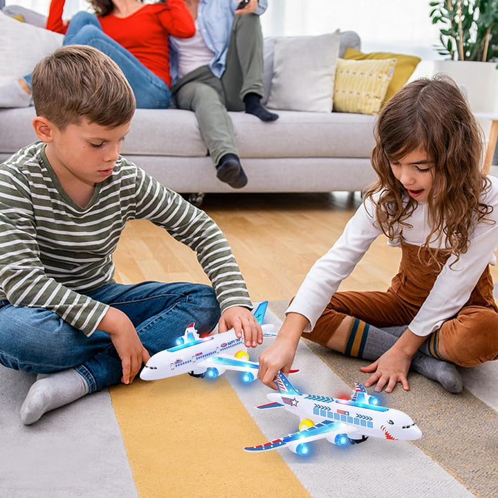 Electric Toy Airplane with Lights, Sounds and Bump-and-Go Action