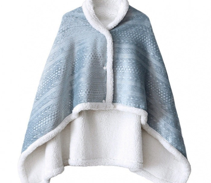 Hendrano Double-Layer Sherpa Wearable Shawl Blanket with Buttons