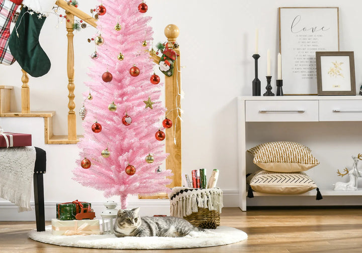 Slim pink unlit pencil Christmas tree