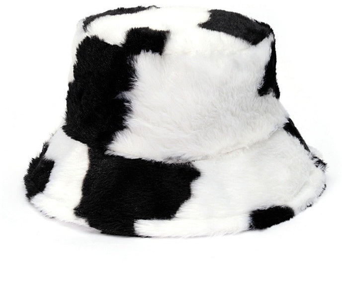 Hendrano Fluffy Faux Fur Bucket Hat in Bold Prints