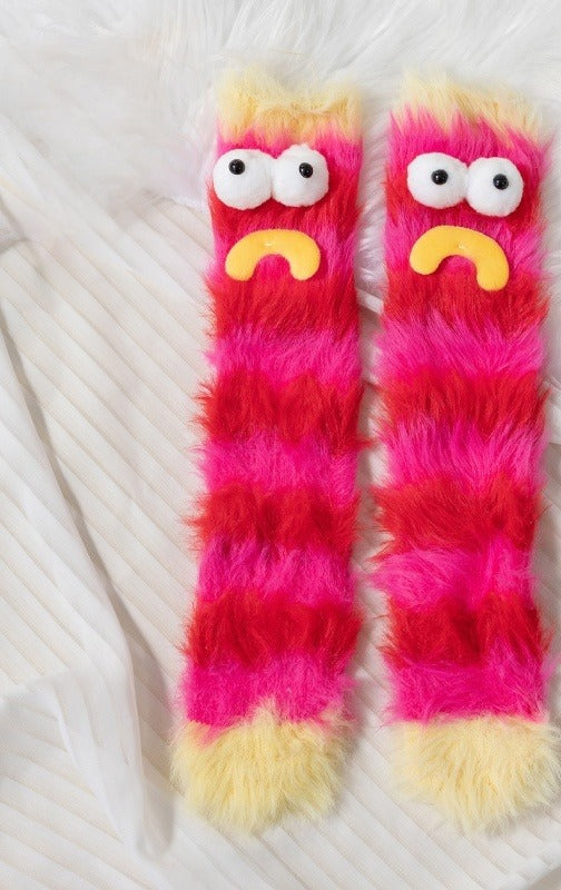 Hendrano Funny Monster Fluffy Floor Socks, Mid-Calf