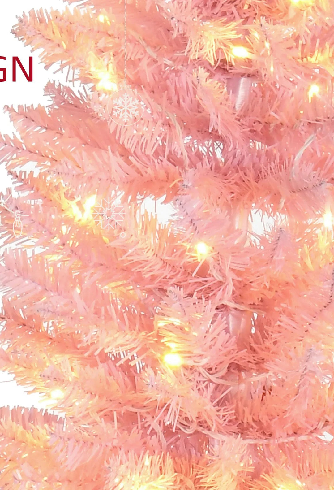 Pink pre-lit slim pencil Christmas tree