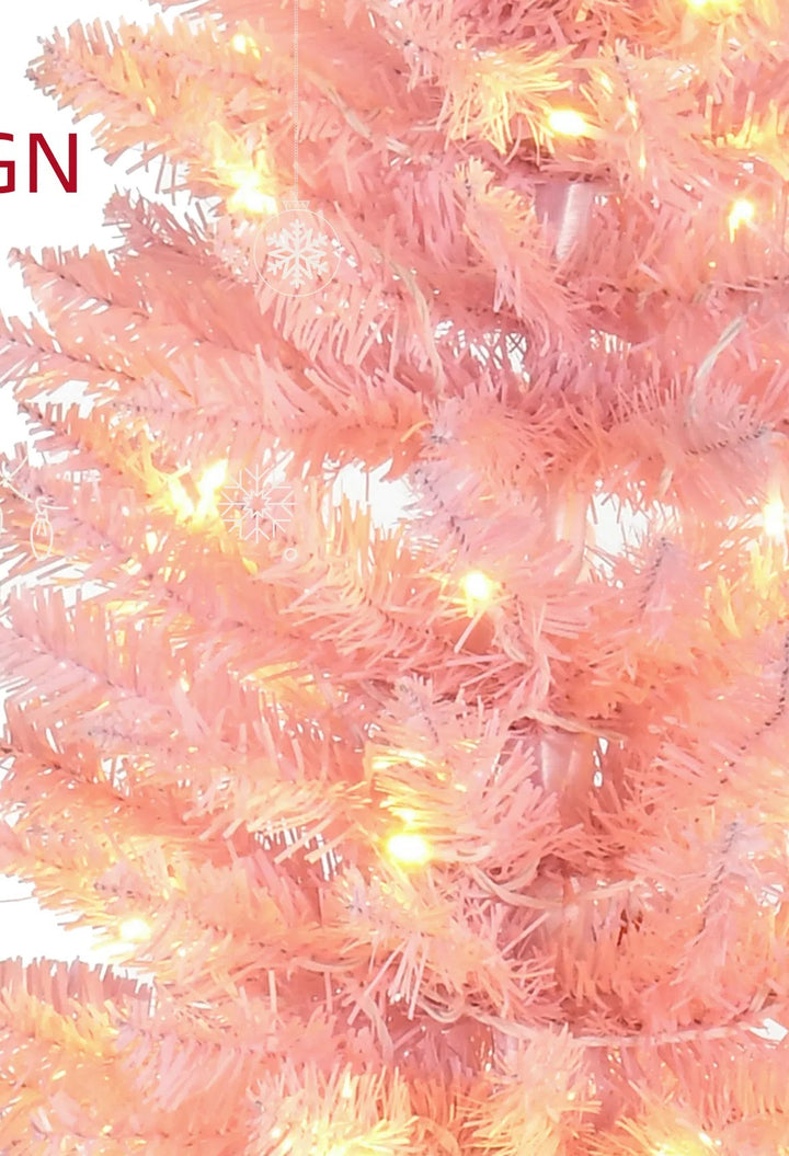 Pink pre-lit slim pencil Christmas tree