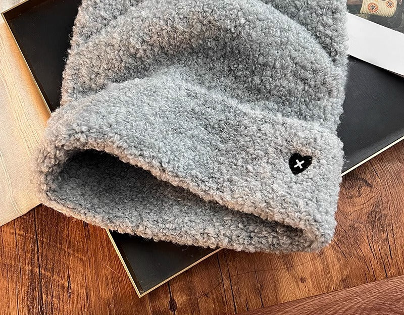 Cream fluffy sherpa beanie with cat ears