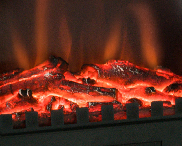 Black electric fireplace stove with LED log glow