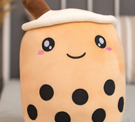 Brown boba tea plush pillow