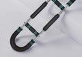 Man training with a U-shaped chest exerciser